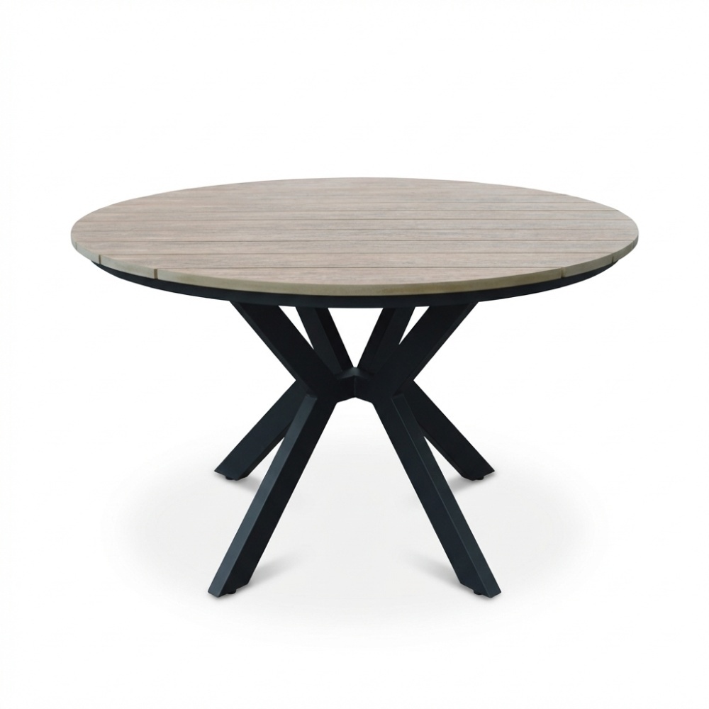 Cervo dining tuintafel 5 personen | polywood + aluminium | bruin | 144cm rond