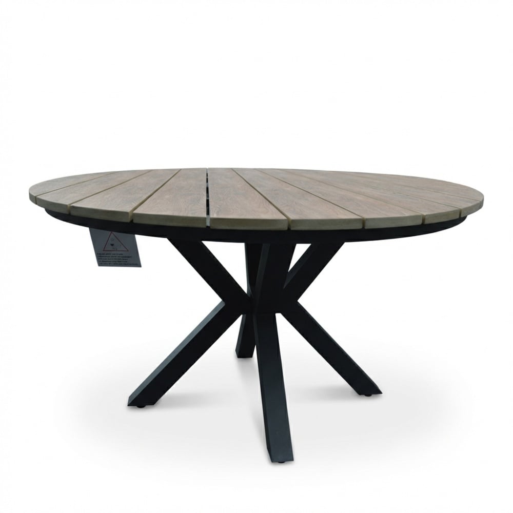 Cervo dining tuintafel 5 personen | polywood + aluminium | bruin | 144cm rond