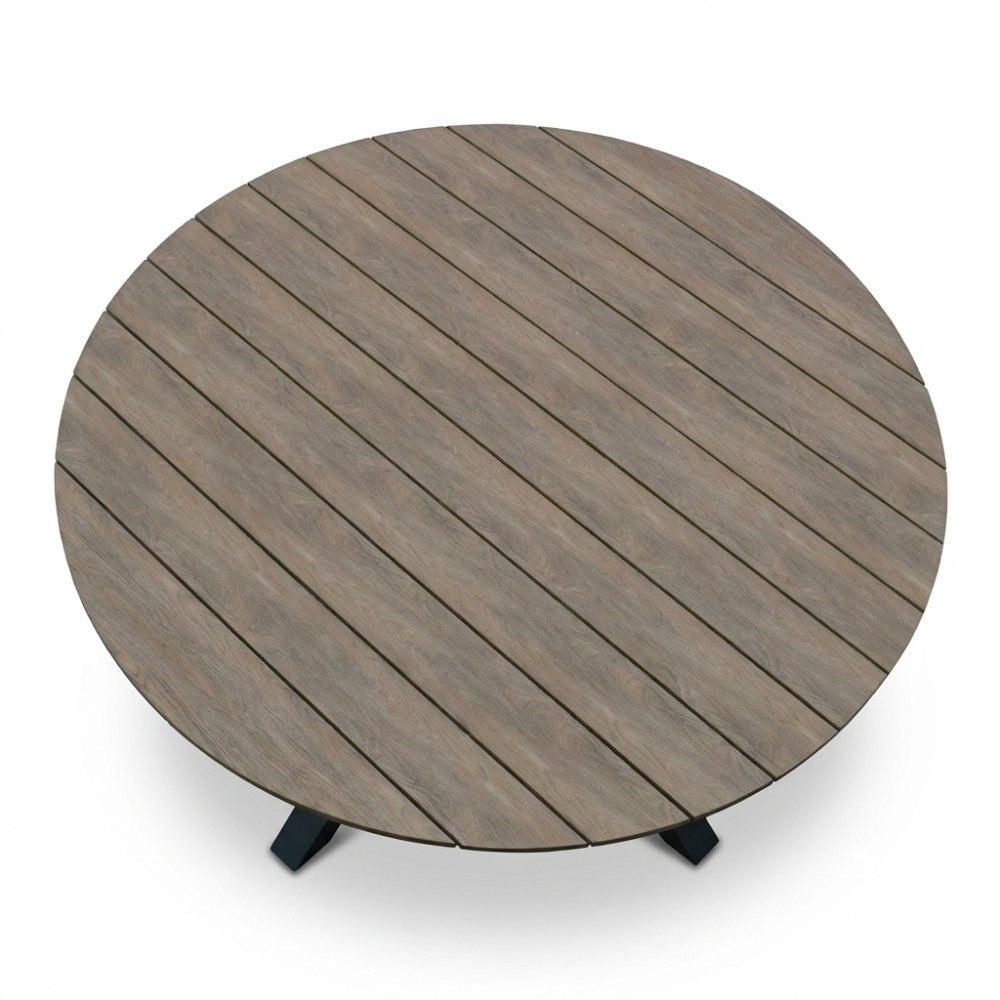 Cervo dining tuintafel 5 personen | polywood + aluminium | bruin | 144cm rond