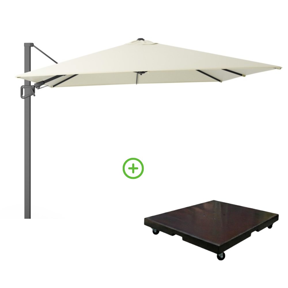 Milano T² zweefparasol | 300x300cm met Monza parasolvoet 90kg | ecru