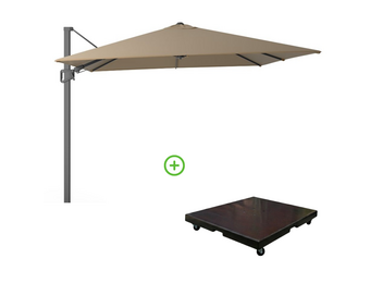Milano T² zweefparasol | 300x300cm met Monza parasolvoet 90kg | taupe
