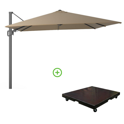 Milano T² zweefparasol | 300x300cm met Monza parasolvoet 90kg | taupe