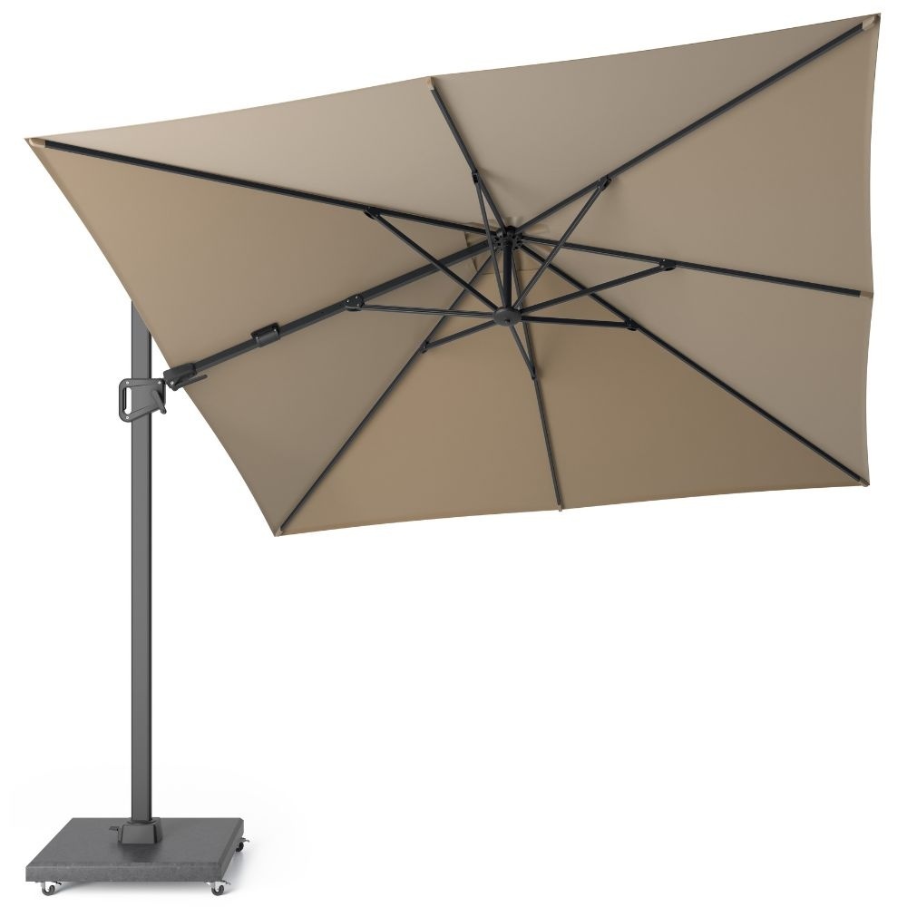Milano T² zweefparasol | 300x300cm met Monza parasolvoet 90kg | taupe