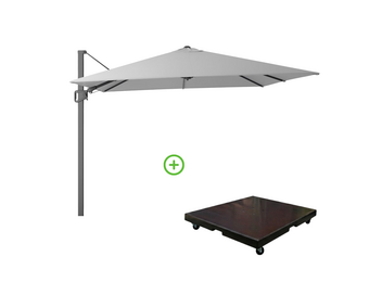 Milano T² zweefparasol | 300x300cm met Monza parasolvoet 90kg | Light Grey