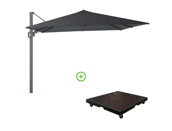Milano T² zweefparasol | 300x300cm met Monza parasolvoet 90kg | antraciet