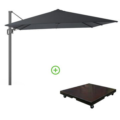 Milano T² zweefparasol | 300x300cm met Monza parasolvoet 90kg | antraciet