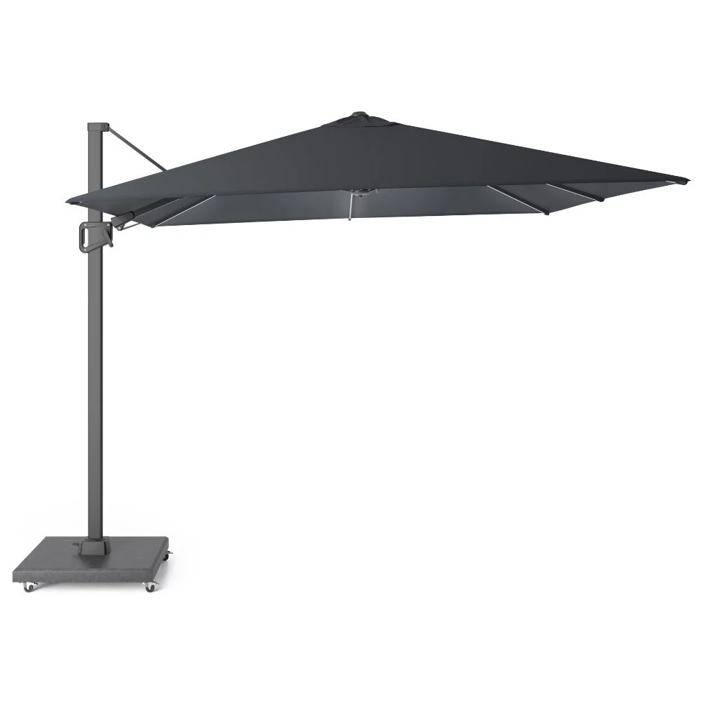 Milano T² zweefparasol - inclusief LED | 300x300cm met Monza parasolvoet 90kg | antraciet