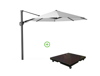 Challenger T² zweefparasol | Ø350cm rond met Monza parasolvoet 90kg | wit