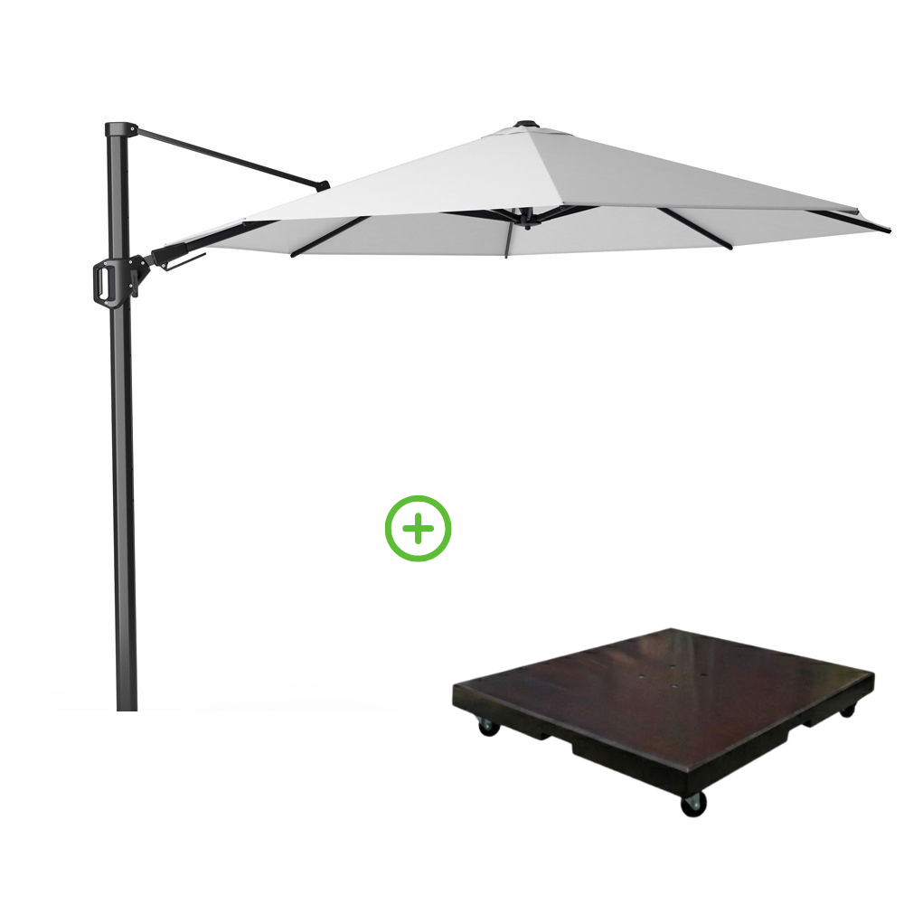 Challenger T² zweefparasol | Ø350cm rond met Monza parasolvoet 90kg | wit afbeelding