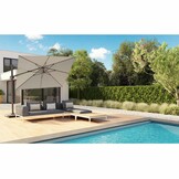 Challenger T² zweefparasol | Ø350cm rond met Monza parasolvoet 90kg | taupe