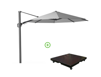 Challenger T² zweefparasol | Ø350cm rond met Monza parasolvoet 90kg | Light Grey