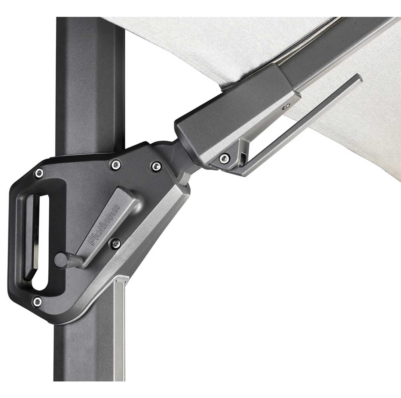 Challenger T² zweefparasol | Ø350cm rond met Monza parasolvoet 90kg | Light Grey