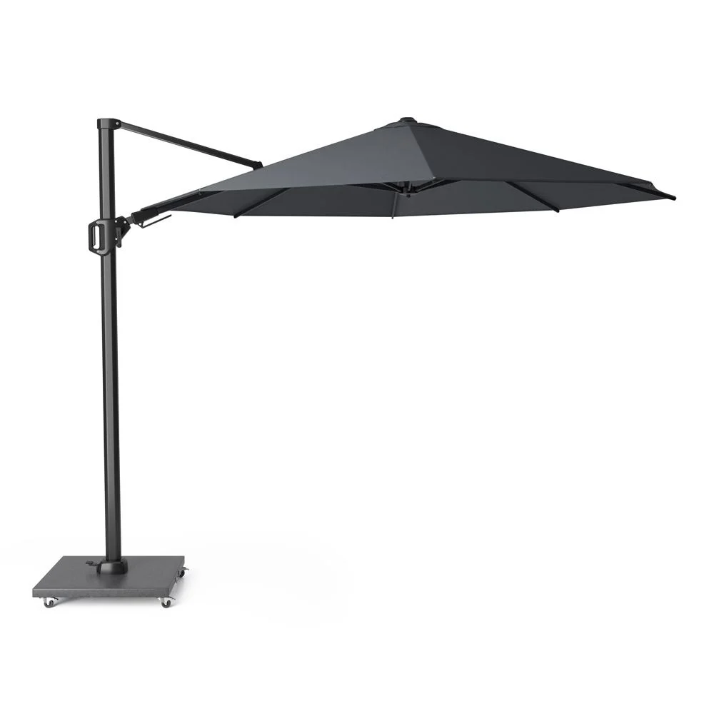 Challenger T² zweefparasol | Ø350cm rond met Monza parasolvoet 90kg | antraciet