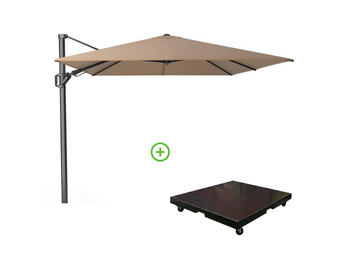 Challenger T² zweefparasol | 350x260cm met Monza parasolvoet 90kg | taupe