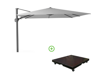 Challenger T² zweefparasol | 350x260cm met Monza parasolvoet 90kg | Light Grey