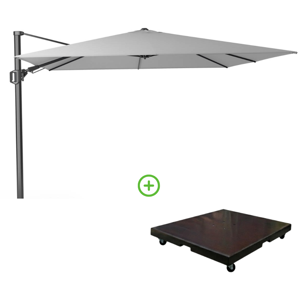 Challenger T² zweefparasol | 350x260cm met Monza parasolvoet 90kg | Light Grey afbeelding