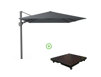 Challenger T² zweefparasol | 350x260cm met Monza parasolvoet 90kg | antraciet