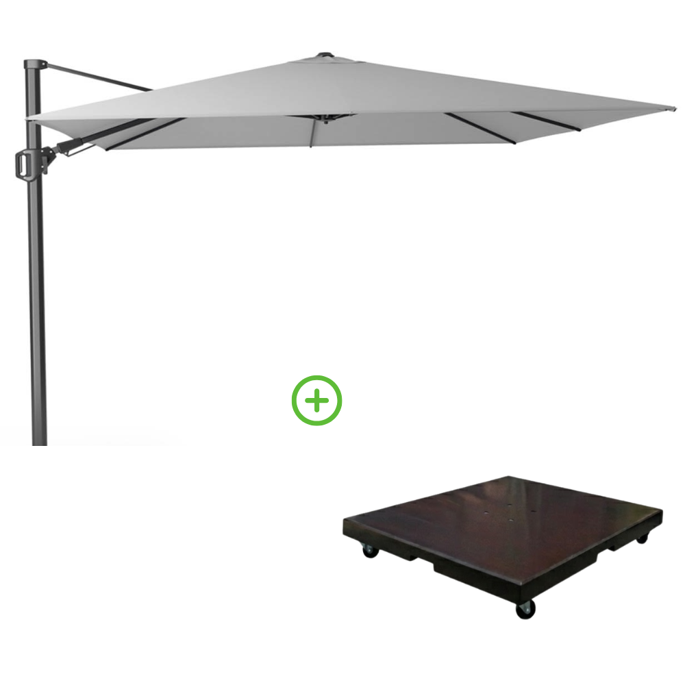 Challenger T² zweefparasol | 300x300cm met Monza parasolvoet 90kg | wit afbeelding