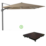 Challenger T² zweefparasol | 300x300cm met Monza parasolvoet 90kg | taupe