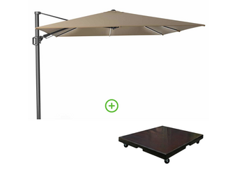 Challenger T² zweefparasol | 300x300cm met Monza parasolvoet 90kg | taupe