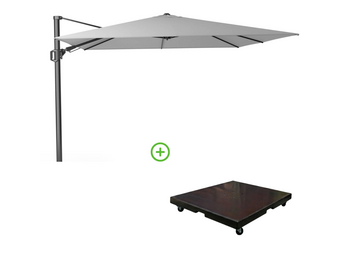 Challenger T² zweefparasol | 300x300cm met Monza parasolvoet 90kg | Light Grey