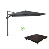 Challenger T² zweefparasol | 300x300cm met Monza parasolvoet 90kg | antraciet