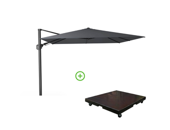 Challenger T² zweefparasol | 300x300cm met Monza parasolvoet 90kg | antraciet