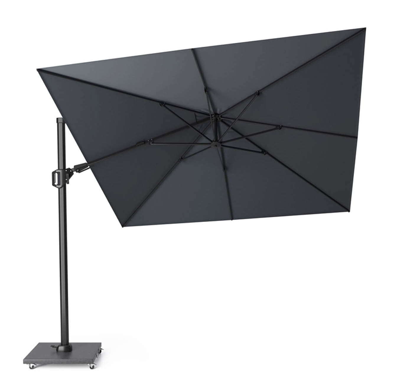 Challenger T² zweefparasol | 300x300cm met Monza parasolvoet 90kg | antraciet