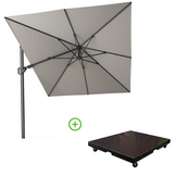 Challenger T² zweefparasol - premium doek | 350x260cm met Monza parasolvoet 90kg | Manhattan