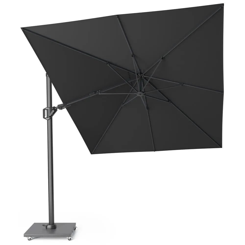 Challenger T² zweefparasol - premium doek | 350x260cm met Monza parasolvoet 90kg | Faded Black