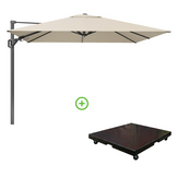 Challenger T² zweefparasol - premium doek | 350x260cm met Monza parasolvoet 90kg | Champagne
