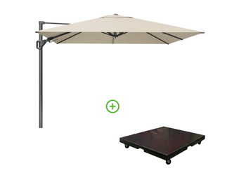 Challenger T² zweefparasol - premium doek | 350x260cm met Monza parasolvoet 90kg | Champagne
