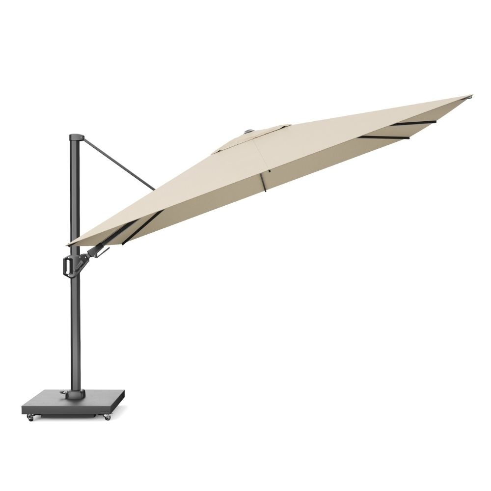 Challenger T² zweefparasol - premium doek | 350x260cm met Monza parasolvoet 90kg | Champagne
