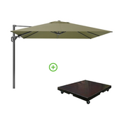 Challenger T² zweefparasol - premium doek | 300x300cm met Monza parasolvoet 90kg | Lush Green