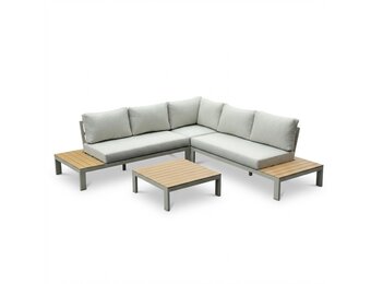 Barcelona hoek loungeset beige 5 personen | aluminium + polywood | beige | 4-delig - 270x270cm