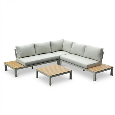 Barcelona hoek loungeset beige 5 personen | aluminium + polywood | beige | 4-delig - 270x270cm