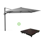 Challenger T² zweefparasol - premium doek | 300x300cm met Monza parasolvoet 90kg | Manhattan