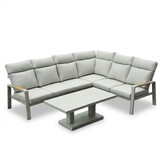 Manhattan dining loungeset - verstelbaar 6 personen | aluminium + polywood | beige | 5-delig - 273x213cm