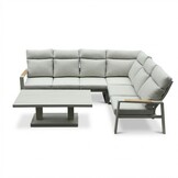 Manhattan dining loungeset - verstelbaar 6 personen | aluminium + polywood | beige | 5-delig - 273x213cm