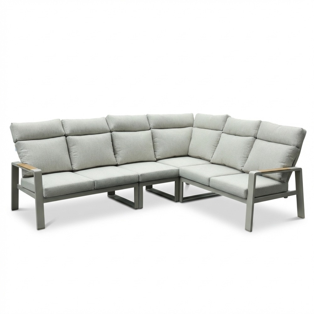 Manhattan dining loungeset - verstelbaar 6 personen | aluminium + polywood | beige | 5-delig - 273x213cm