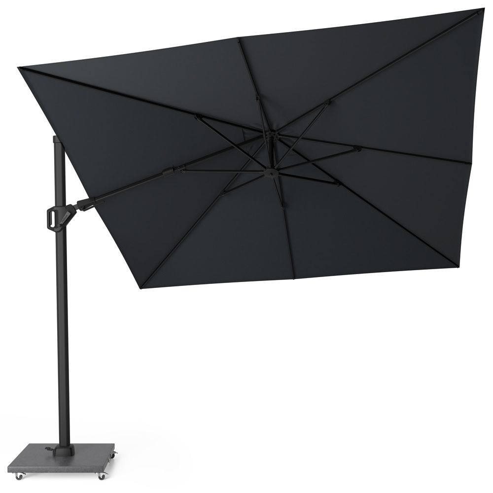 Challenger T² zweefparasol - premium doek | 300x300cm met Monza parasolvoet 90kg | Jet Black