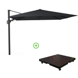 Challenger T² zweefparasol - premium doek | 300x300cm met Monza parasolvoet 90kg | Faded Black