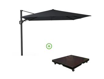 Challenger T² zweefparasol - premium doek | 300x300cm met Monza parasolvoet 90kg | Faded Black