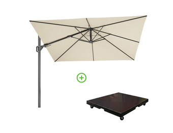 Challenger T² zweefparasol - premium doek | 300x300cm met Monza parasolvoet 90kg | Champagne