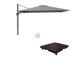 Challenger T² zweefparasol - premium doek | 260x350cm met Monza parasolvoet 90kg | Manhattan