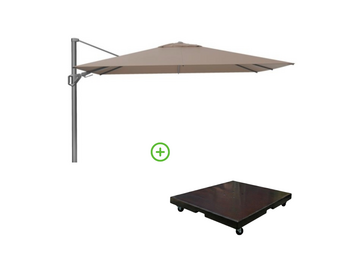 Challenger T² zweefparasol - premium doek | 260x350cm met Monza parasolvoet 90kg | Havanna