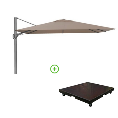 Challenger T² zweefparasol - premium doek | 260x350cm met Monza parasolvoet 90kg | Havanna