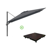 Challenger T² zweefparasol - premium doek | 260x350cm met Monza parasolvoet 90kg | Faded Black