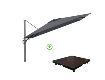 Challenger T² zweefparasol - premium doek | 260x350cm met Monza parasolvoet 90kg | Faded Black