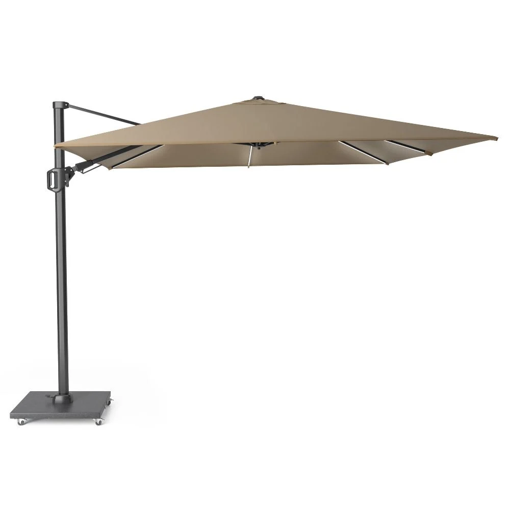 Challenger T² Glow zweefparasol | 300x300cm met Monza parasolvoet 90kg | taupe